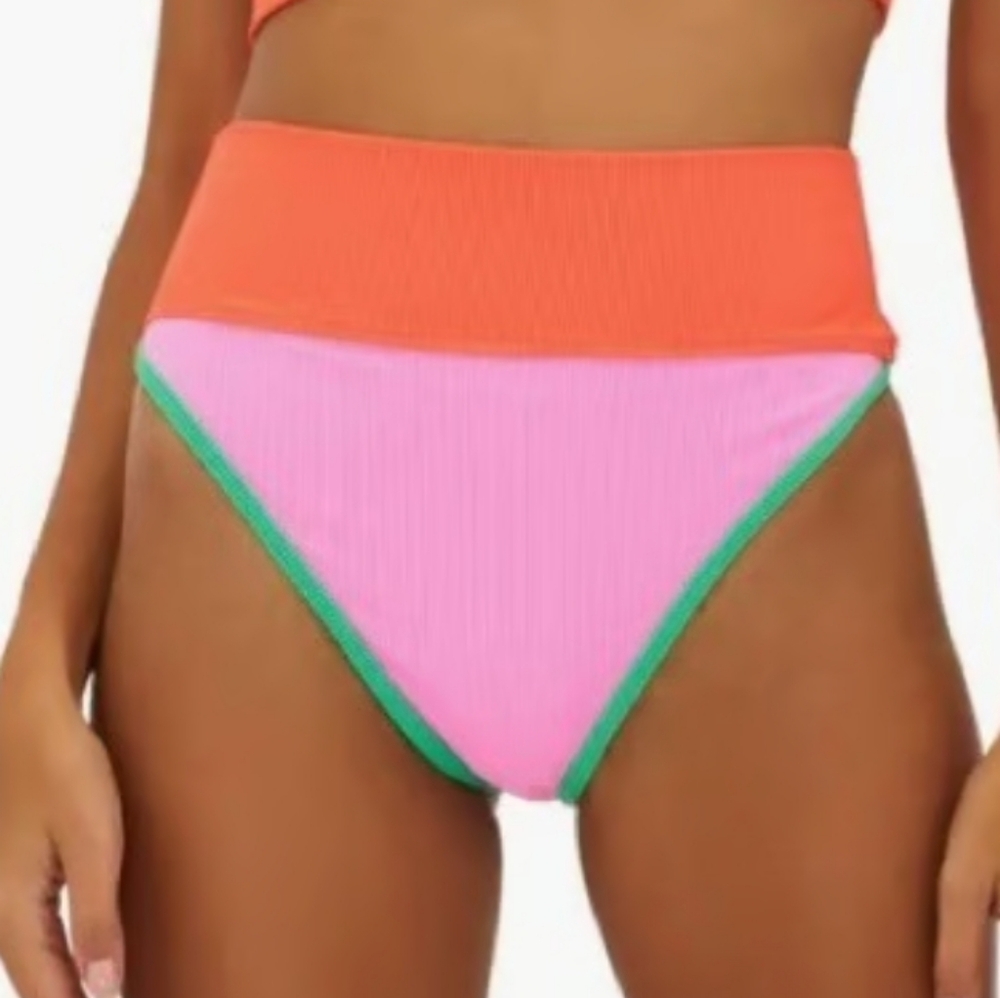 NWOT  BEACHRIOT  EMMY  RIBBED  HIGH   WAIST  BIKINI BOTTOM  SIZE:SMALL